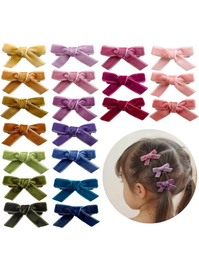 Cherssy Velvet Bows for Baby Girls, 20pcs Boutique Tiny Baby Hair Clips, Fully Lined Hair Barrettes Alligators for Infants Toddlers Fine Hair - Image 1